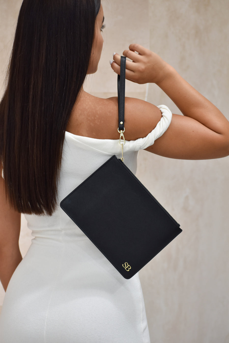 Personalised Leather Clutch - Black