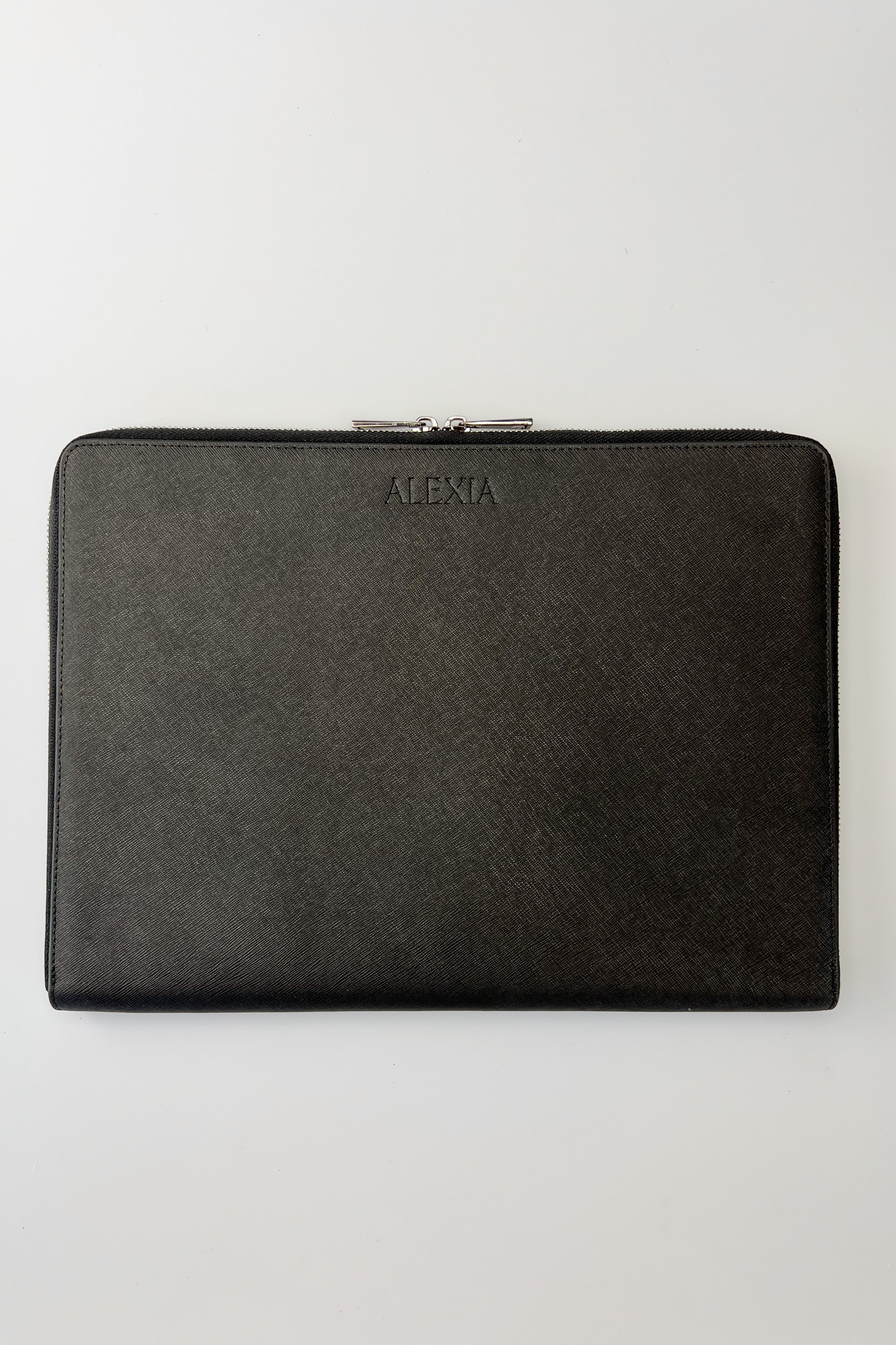 Personalised Leather Laptop Case Black with Gunmetal Hardware The