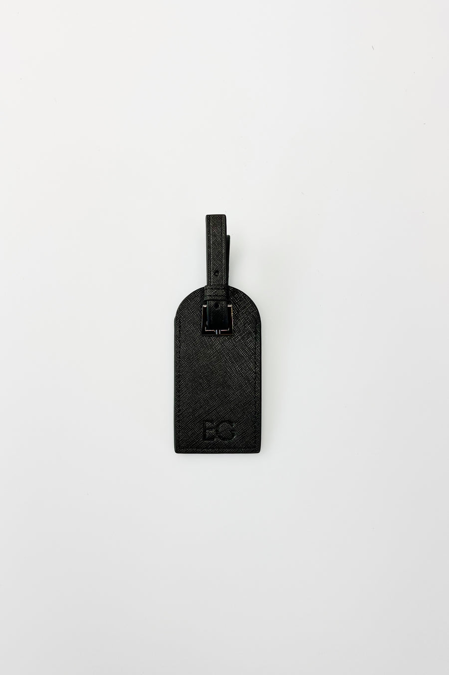 Personalised Leather Luggage Tag - Black with Gunmetal Grey Hardware
