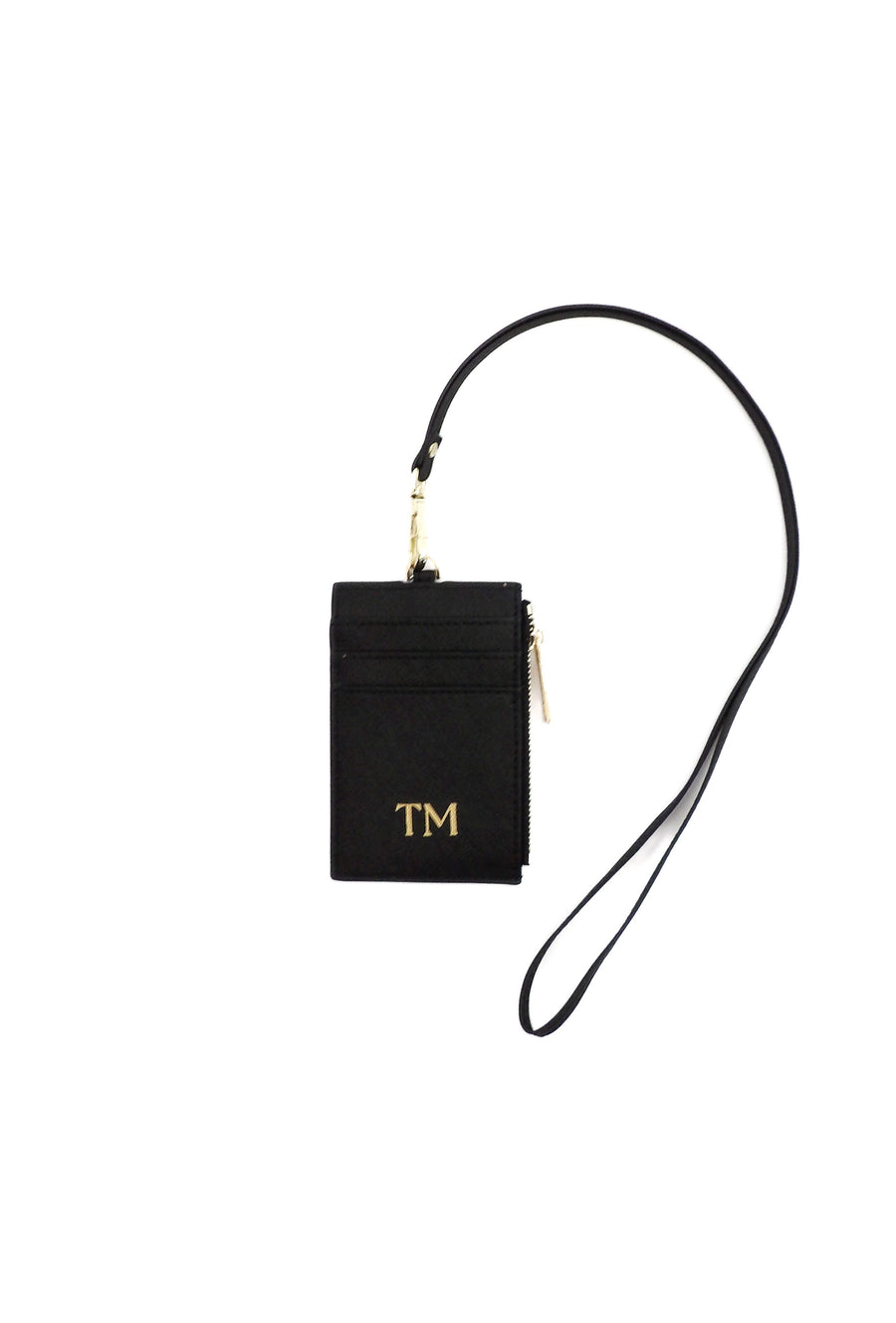 Saffiano Leather Lanyard - Black
