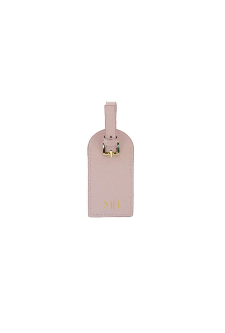 Personalised Leather Luggage Tag - Sugar Pink with Gold Hardware