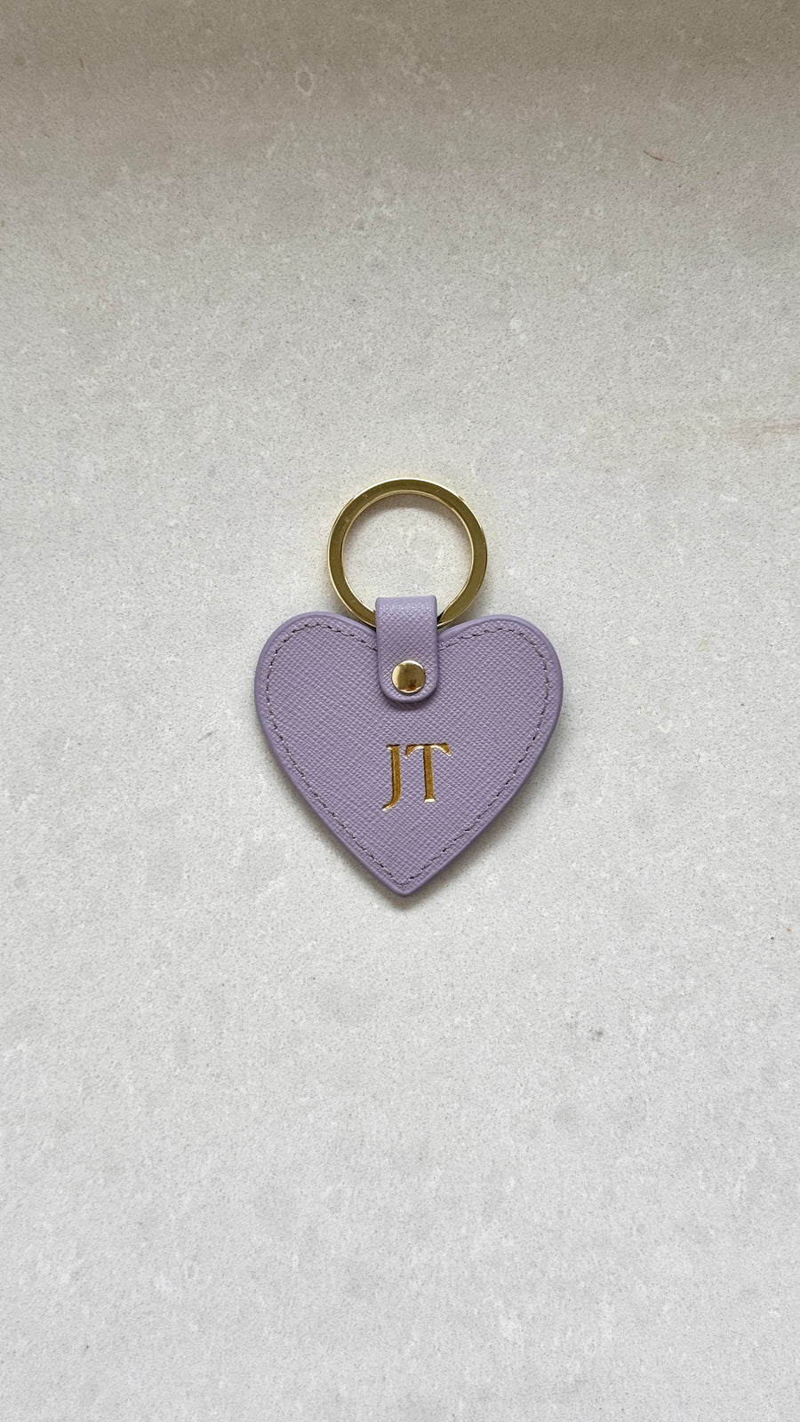 Personalised Leather Heart Keyring - Lilac Purple
