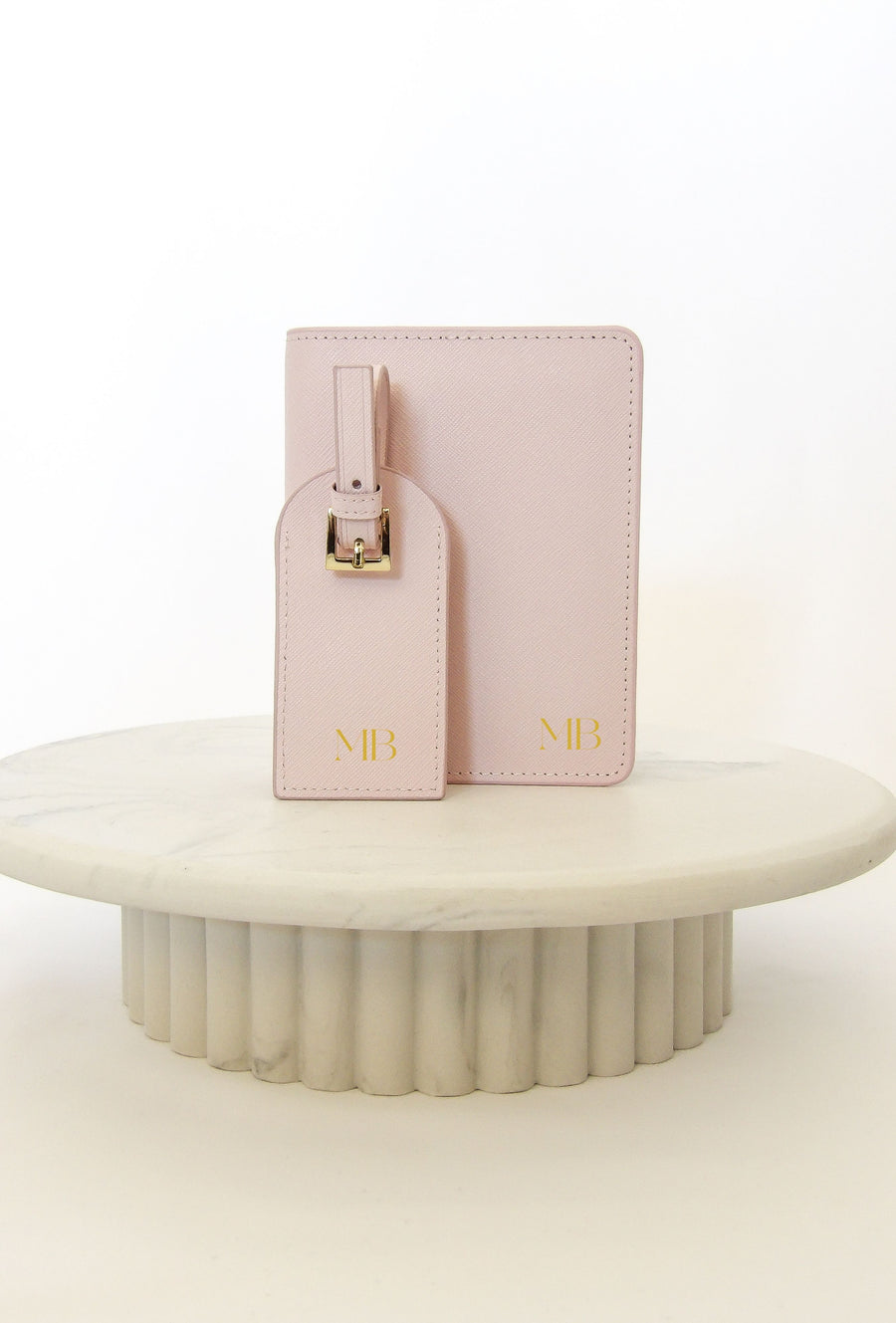 Personalised Leather Passport Holder- Sugar Pink