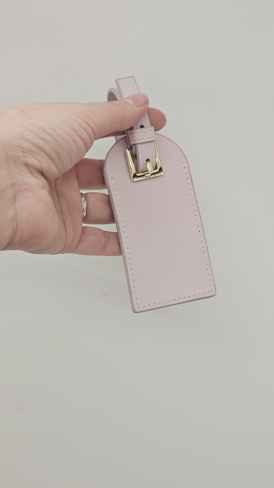 Personalised Leather Luggage Tag - Sugar Pink with Gold Hardware