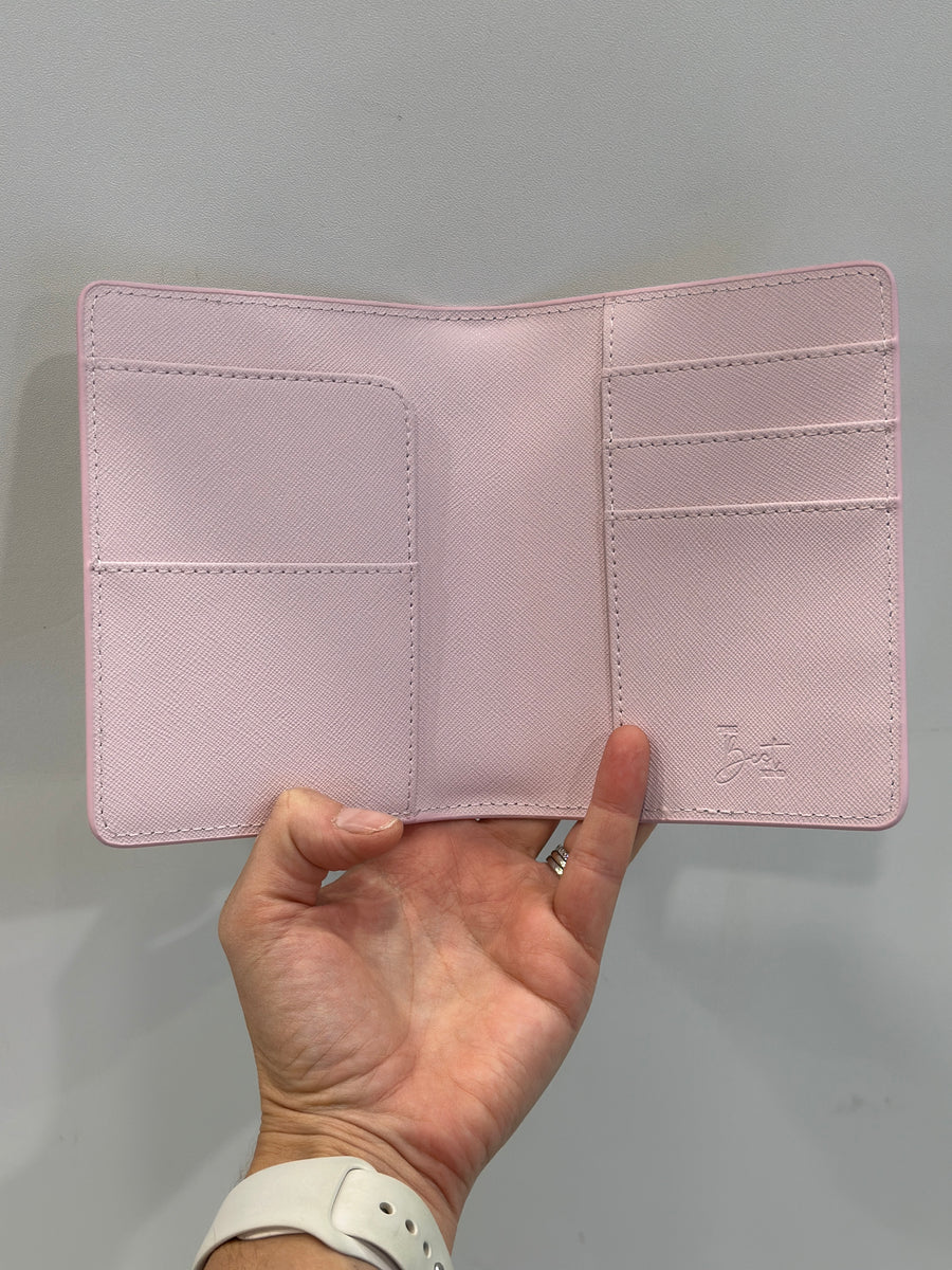 Personalised Leather Passport Holder- Sugar Pink