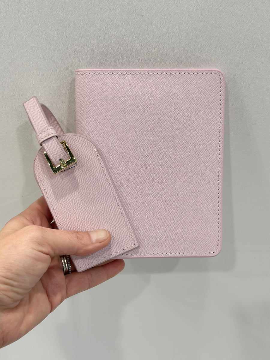 Personalised Leather Passport Holder- Sugar Pink