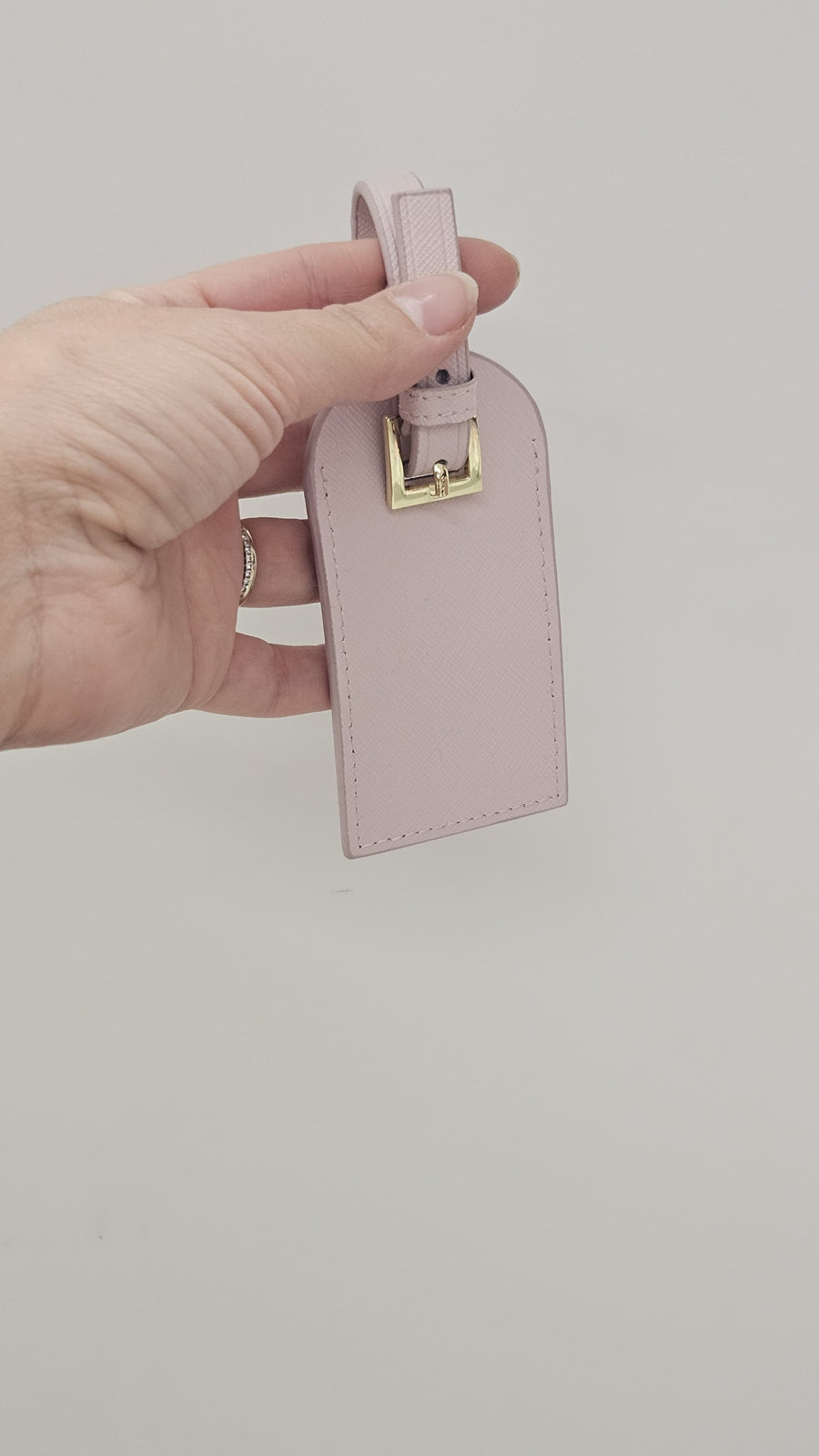 Personalised Leather Luggage Tag - Sugar Pink with Gold Hardware