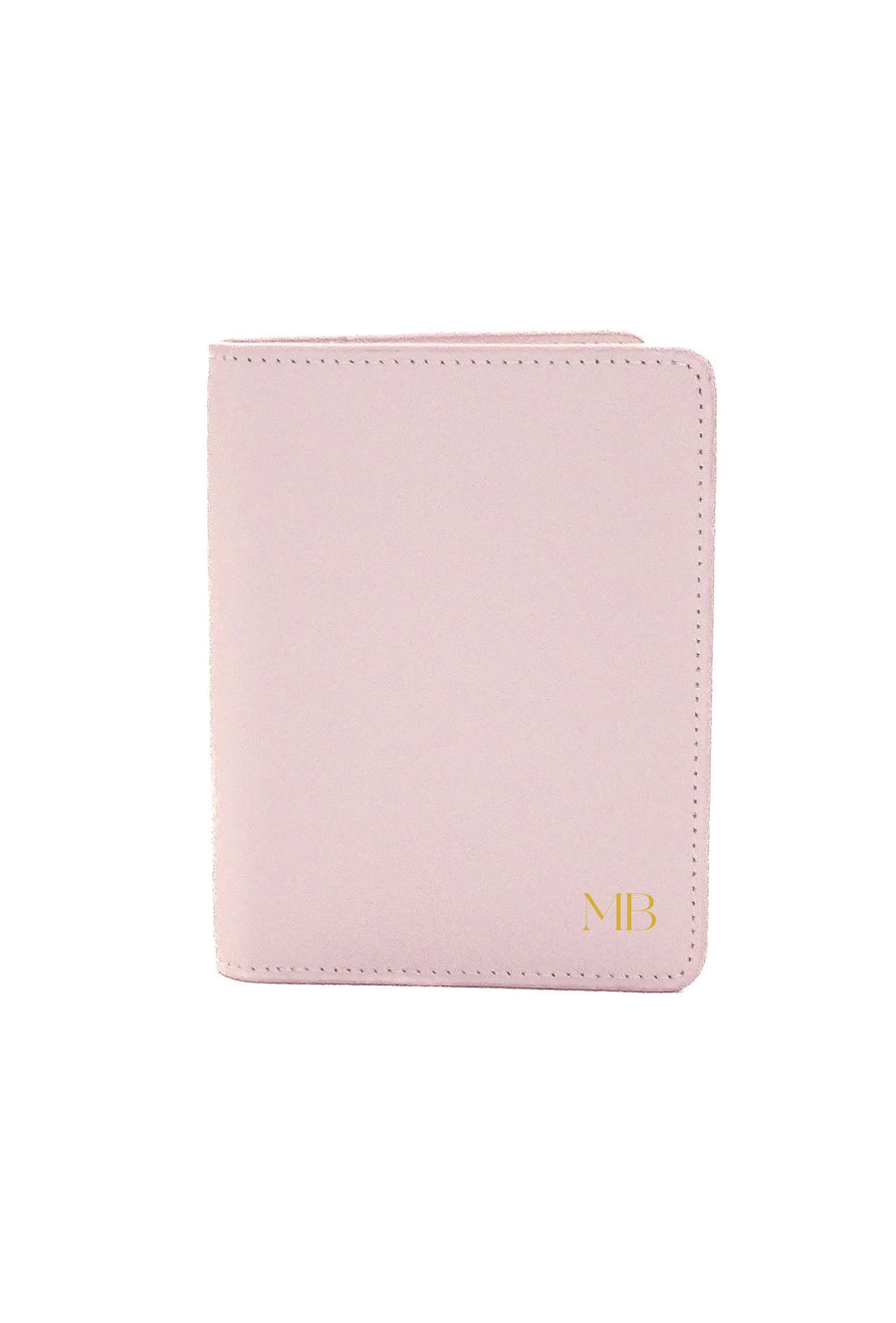 Personalised Leather Passport Holder- Sugar Pink