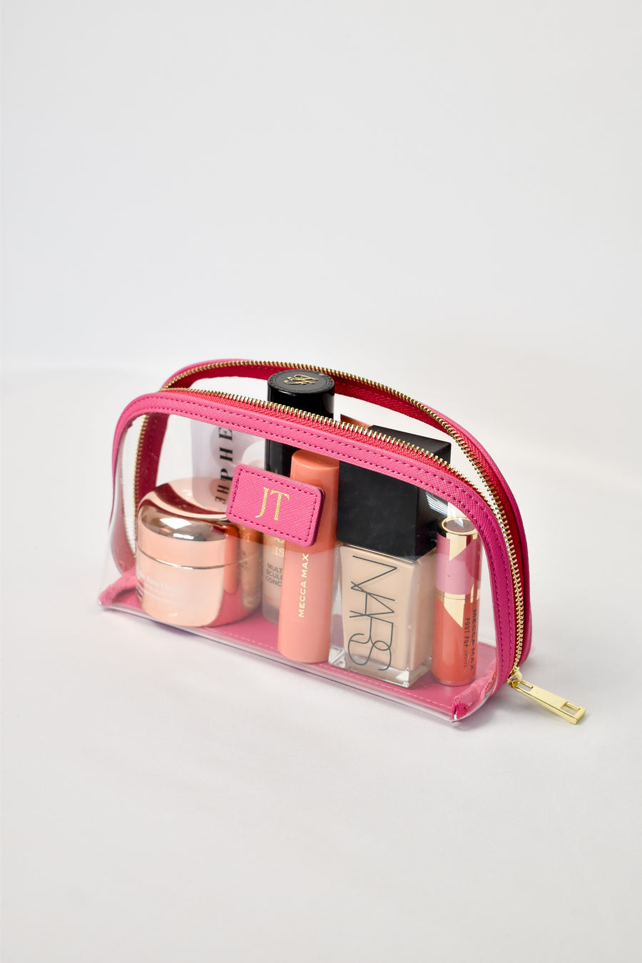 Clear Arc Makeup Bag Small Leather Makeup Bags Hot Pink – The
