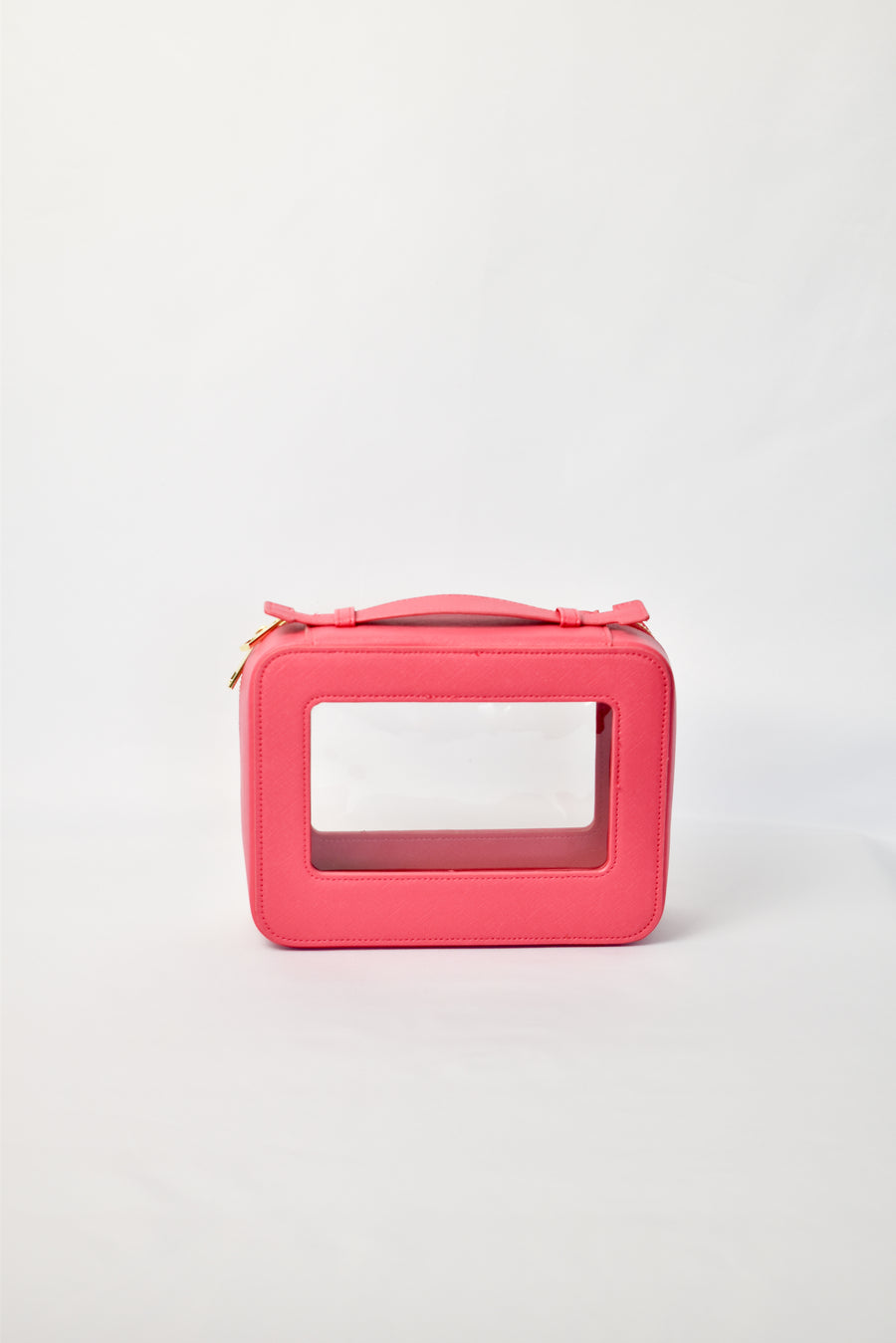 Clear Cosmetic Carry Case  - Hot Pink