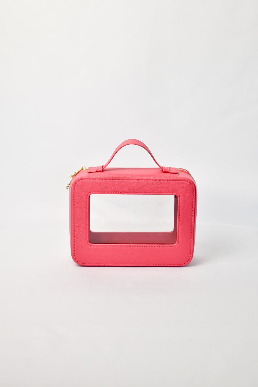 Clear Cosmetic Carry Case  - Hot Pink