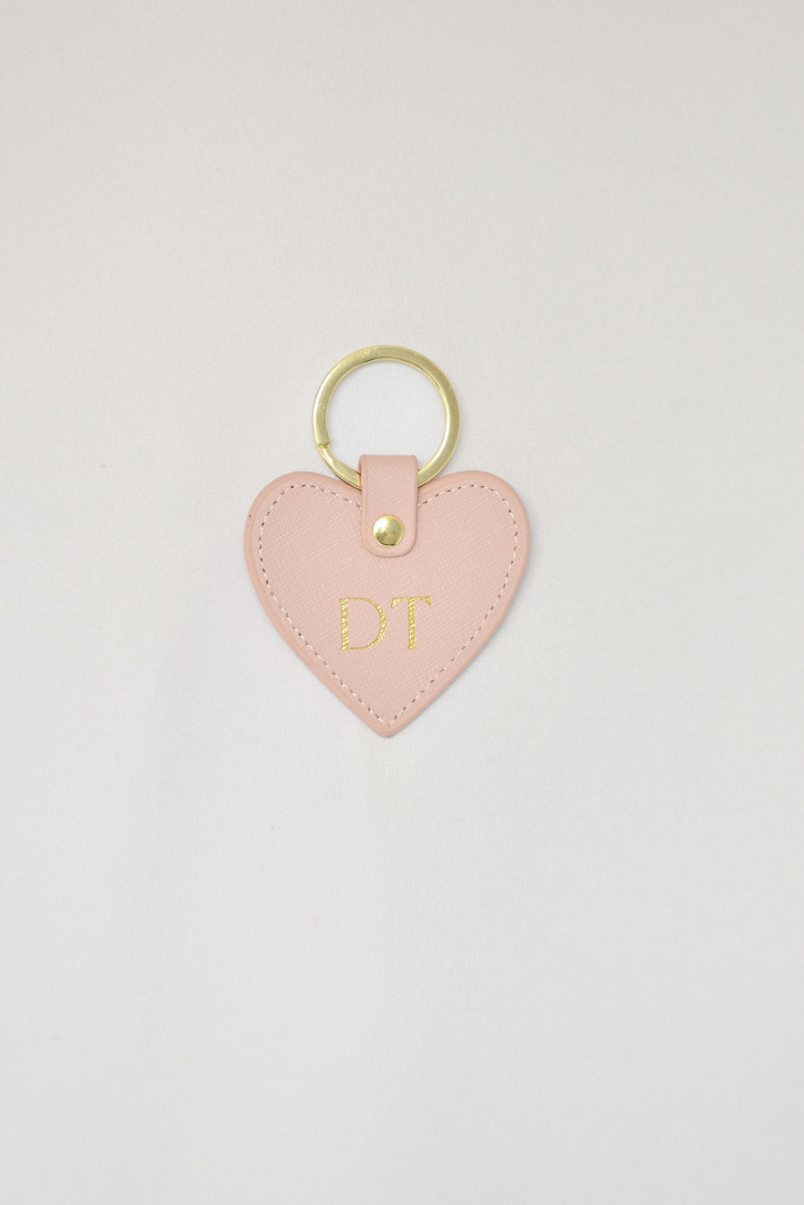 Personalised Leather Heart Keyring - Pink