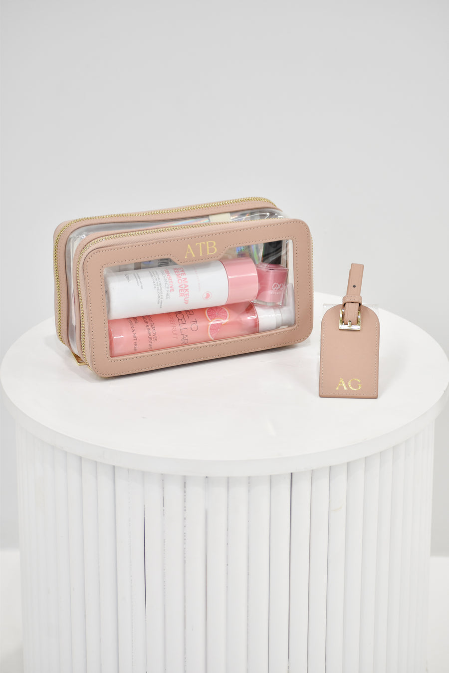 Personalised Clear Makeup Bag & Luggage Tag Gift Bundle