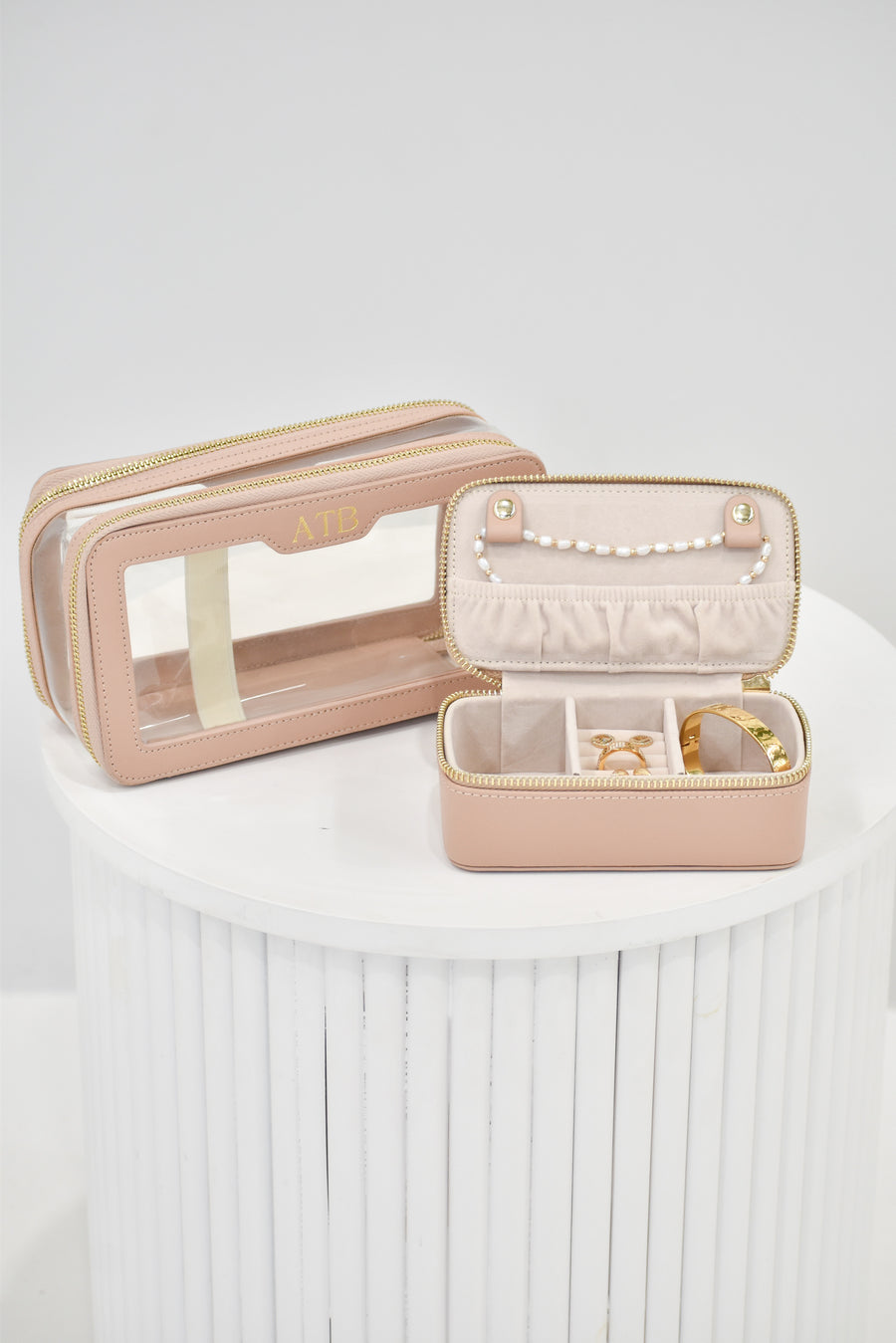 Personalised Clear Makeup Bag & Jewellery Box Gift Bundle