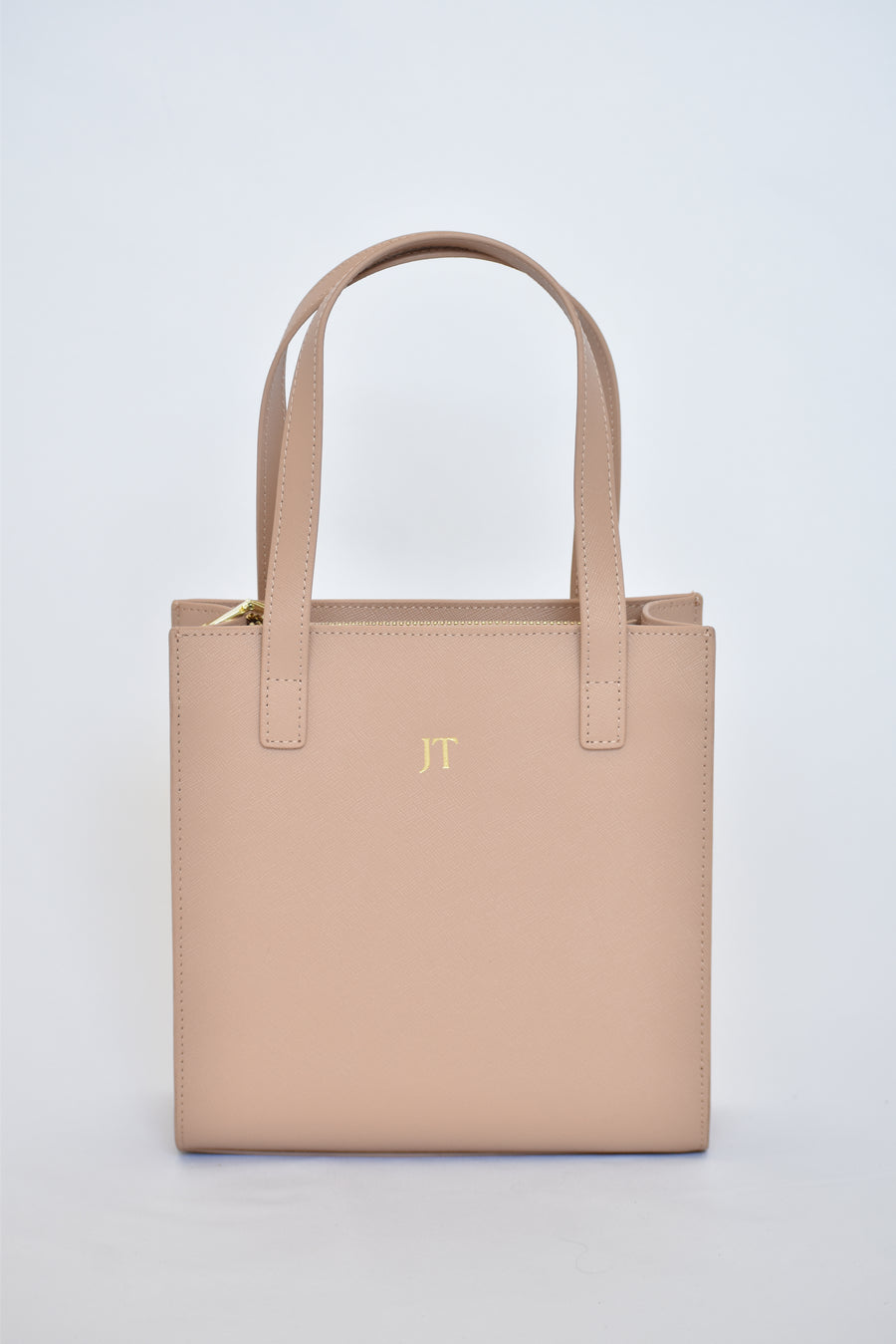 Personalised Mini Tote Bag Beige Saffiano Leather