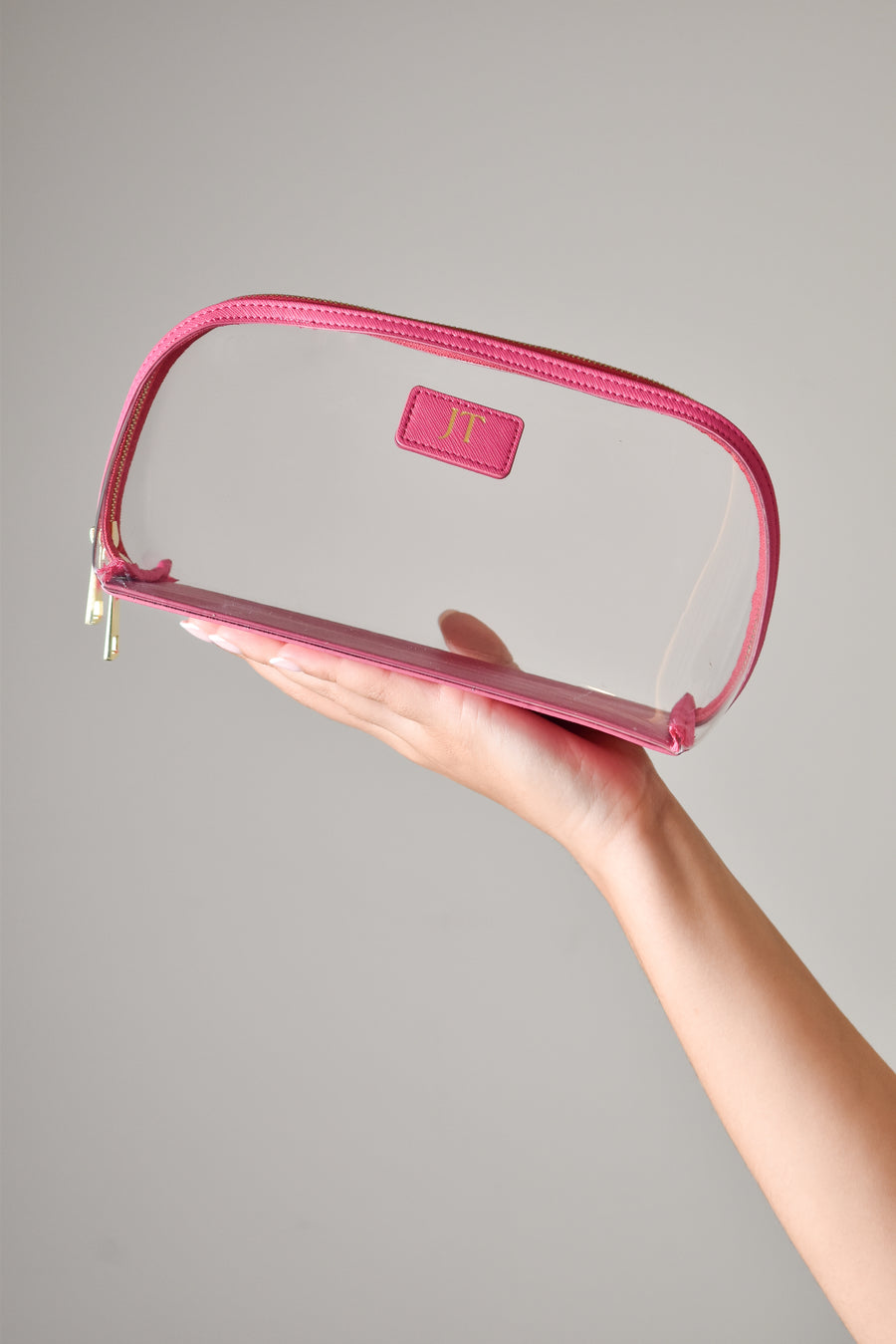 Clear Arc Makeup Bag Hot Pink- Large