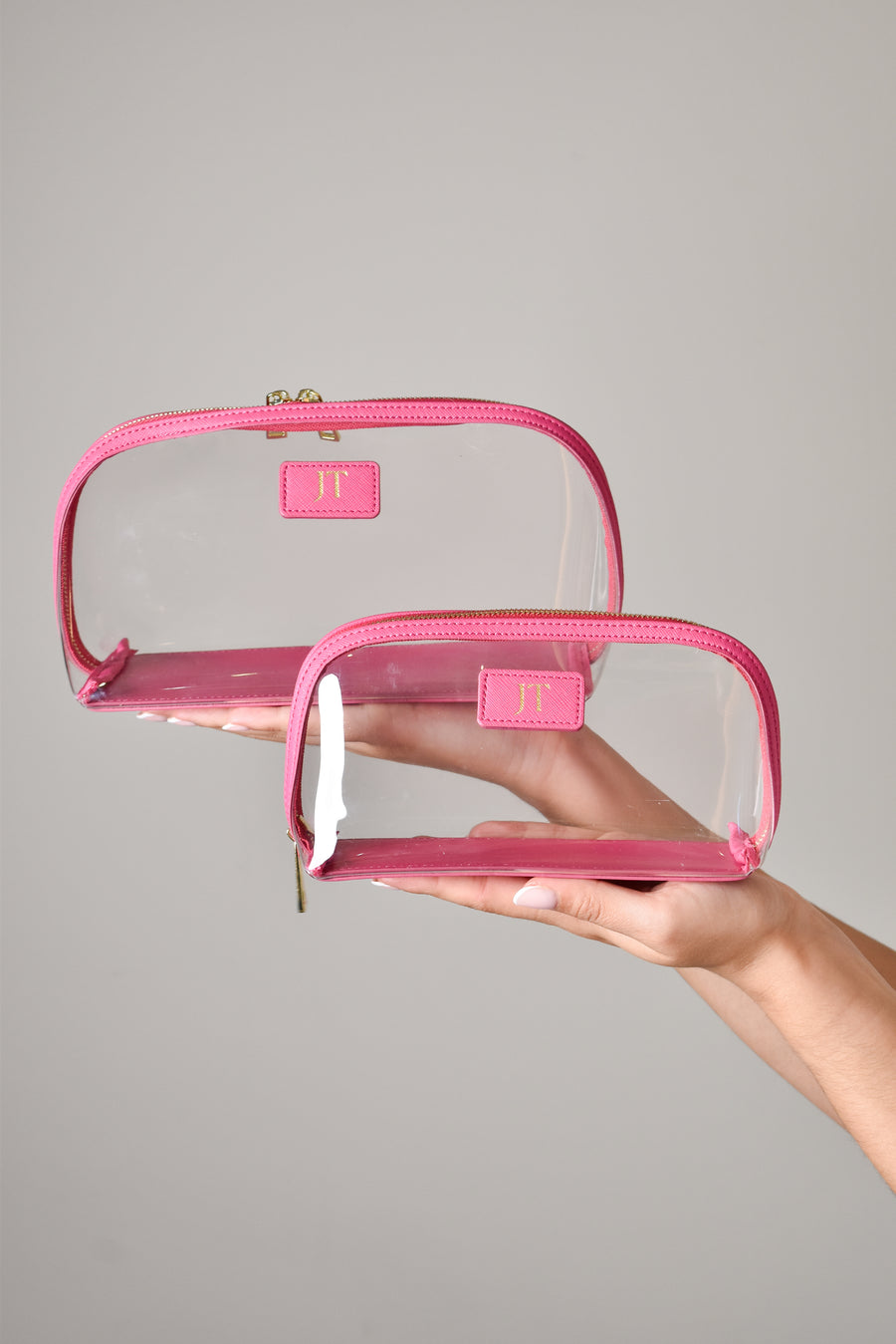 Clear Arc Makeup Bag Hot Pink- Large