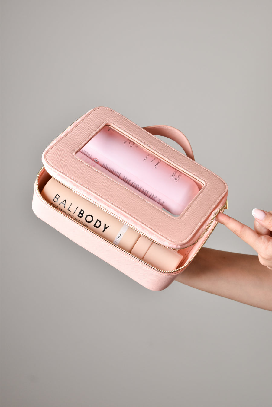 Clear Cosmetic Carry Case  - Pink