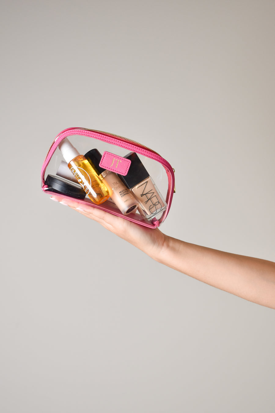 Clear Arc Makeup Bag Hot Pink- Small