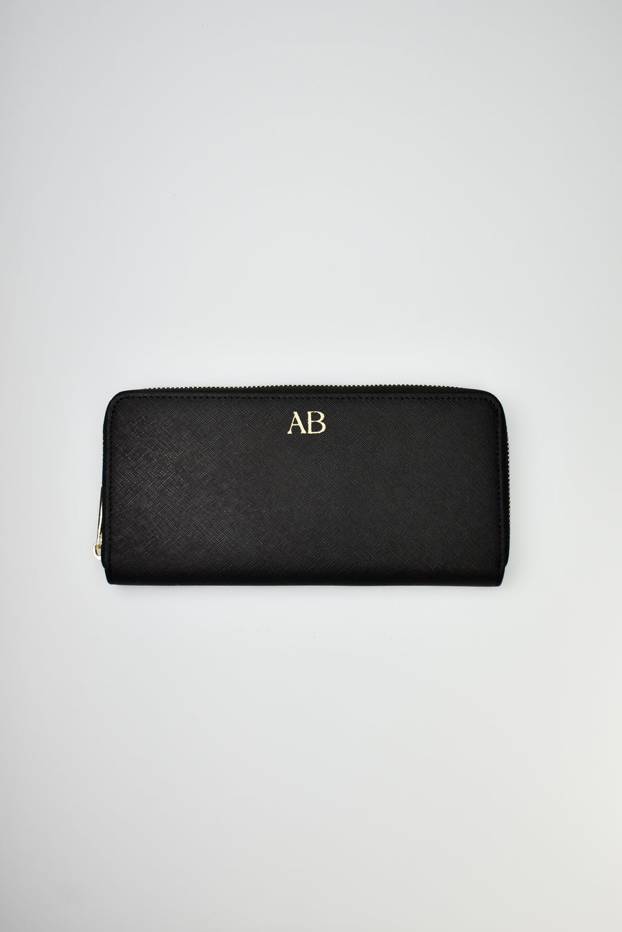 Saffiano Leather Zipper wallet - Black - The Best Kind