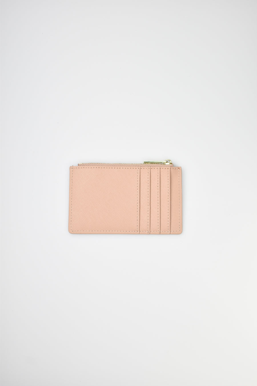 Saffiano Leather Zipper Cardholder Wallet - Sandy Beige - The Best Kind