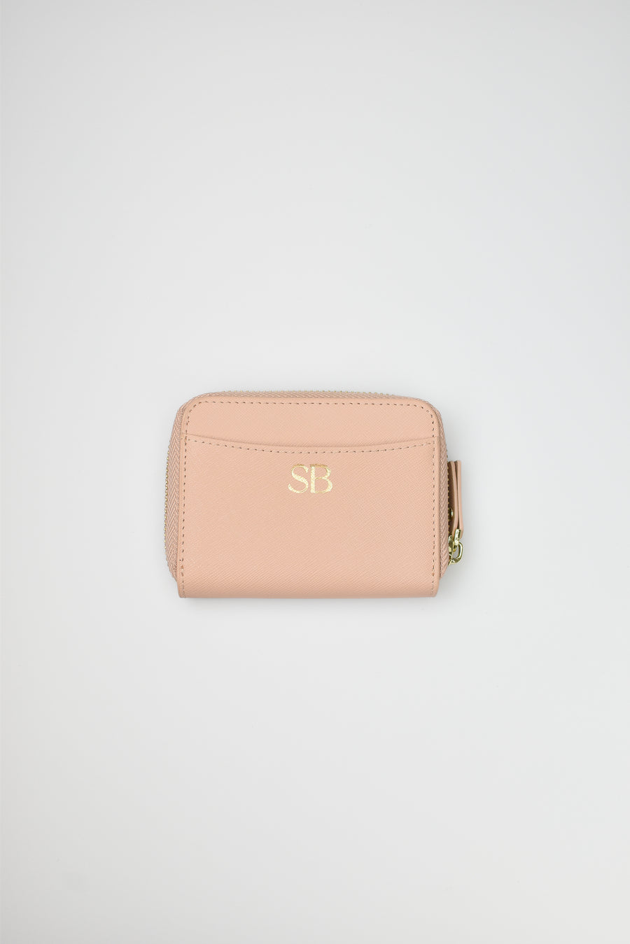 Personalised Leather Mini Zipper Wallet - Sandy Beige