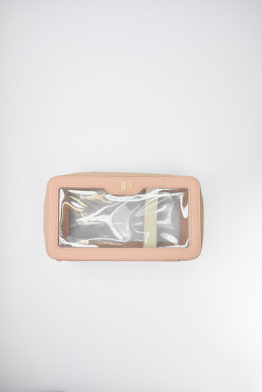 Personalised Leather Clear Makeup Bag - Sandy Beige