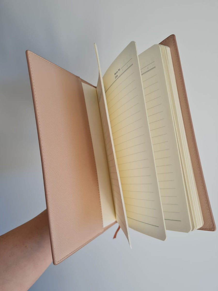 Saffiano Leather Notebook - Sandy Beige - The Best Kind